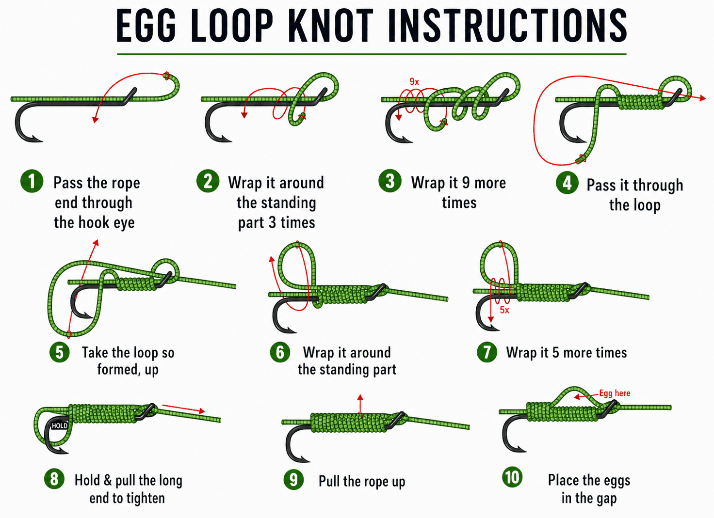 Egg loop knot step-by-step diagram