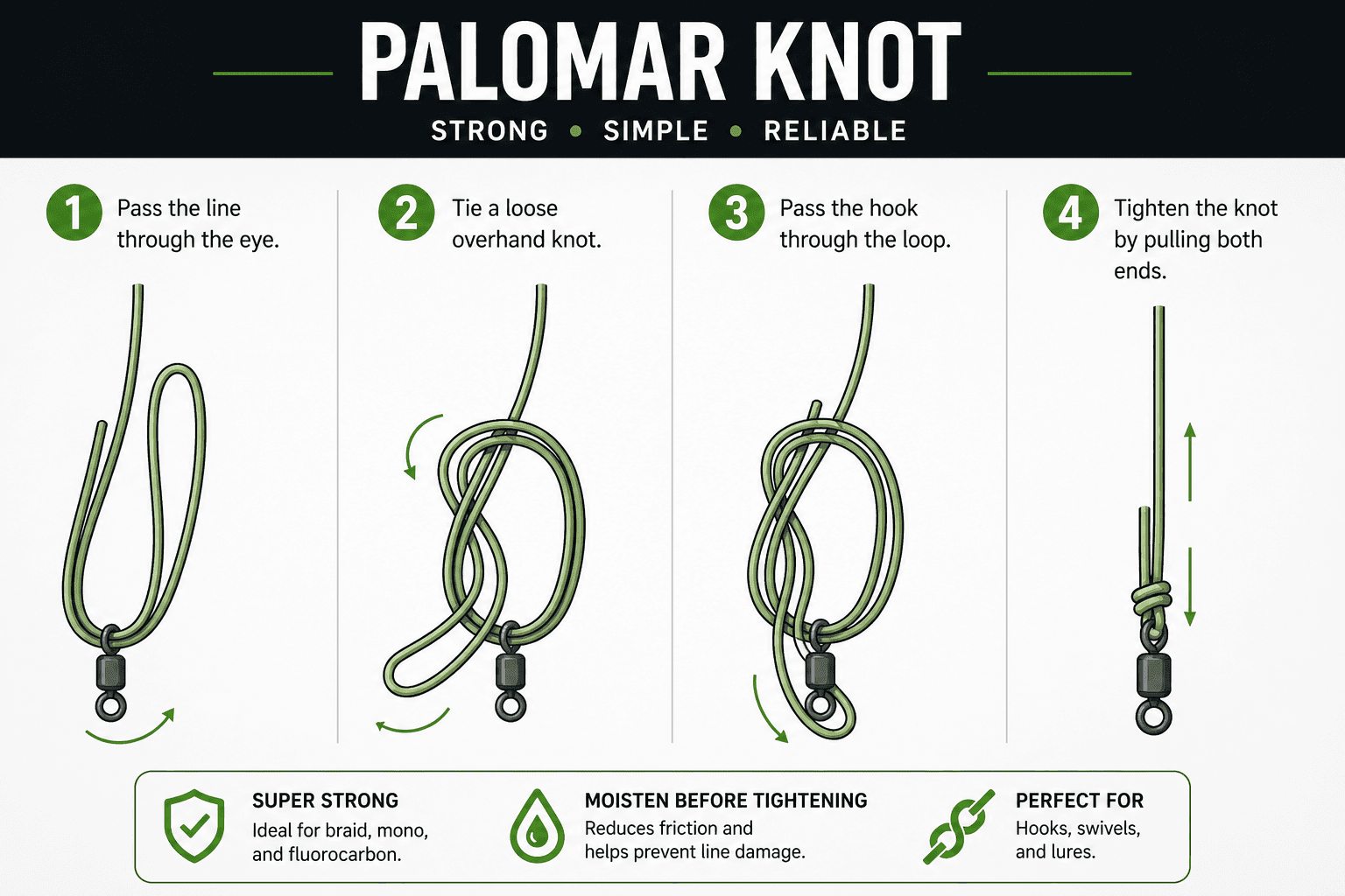 Palomar knot step-by-step diagram